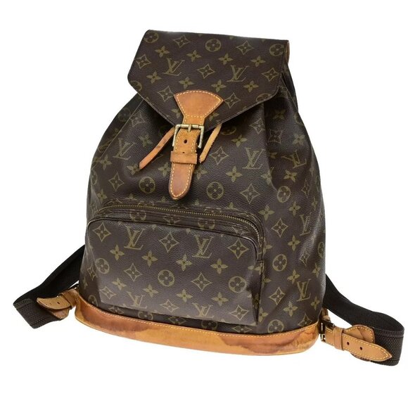 LOUIS VUITTON Montsouris GM Backpack Bag Monogram Leather Brown M51135 85ED205 - Picture 1 of 15